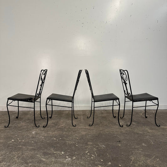 Set of 4 Salterini Iron Patio Dining Chair Art Deco, Attributed