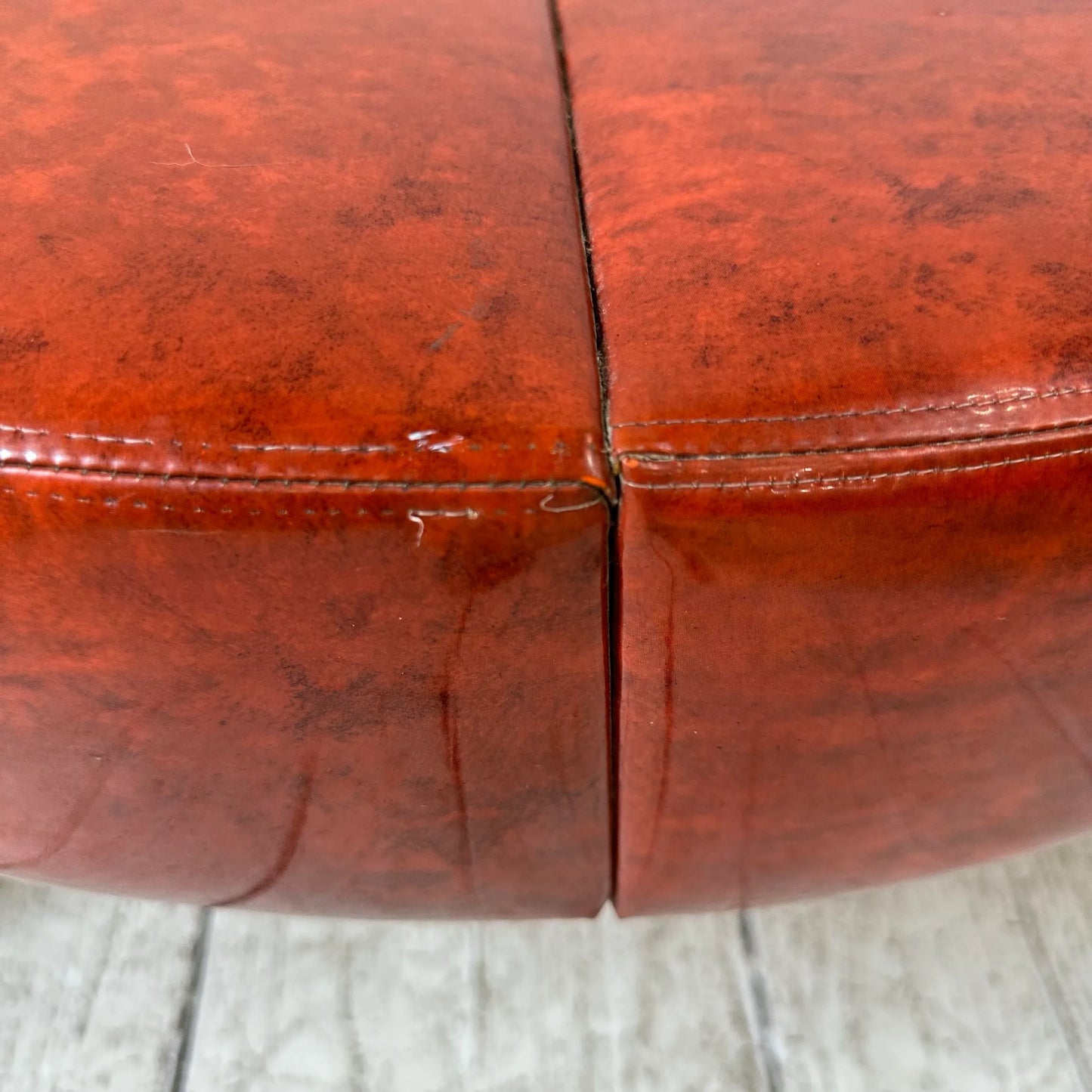 Large Circular Tubular Chrome Bench Ottoman Table Midcentury