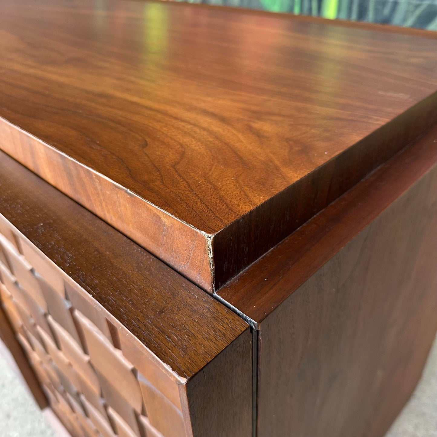 Mid-Century Modern Tobago Canadian Brutalist 9-Drawer Lowboy Dresser