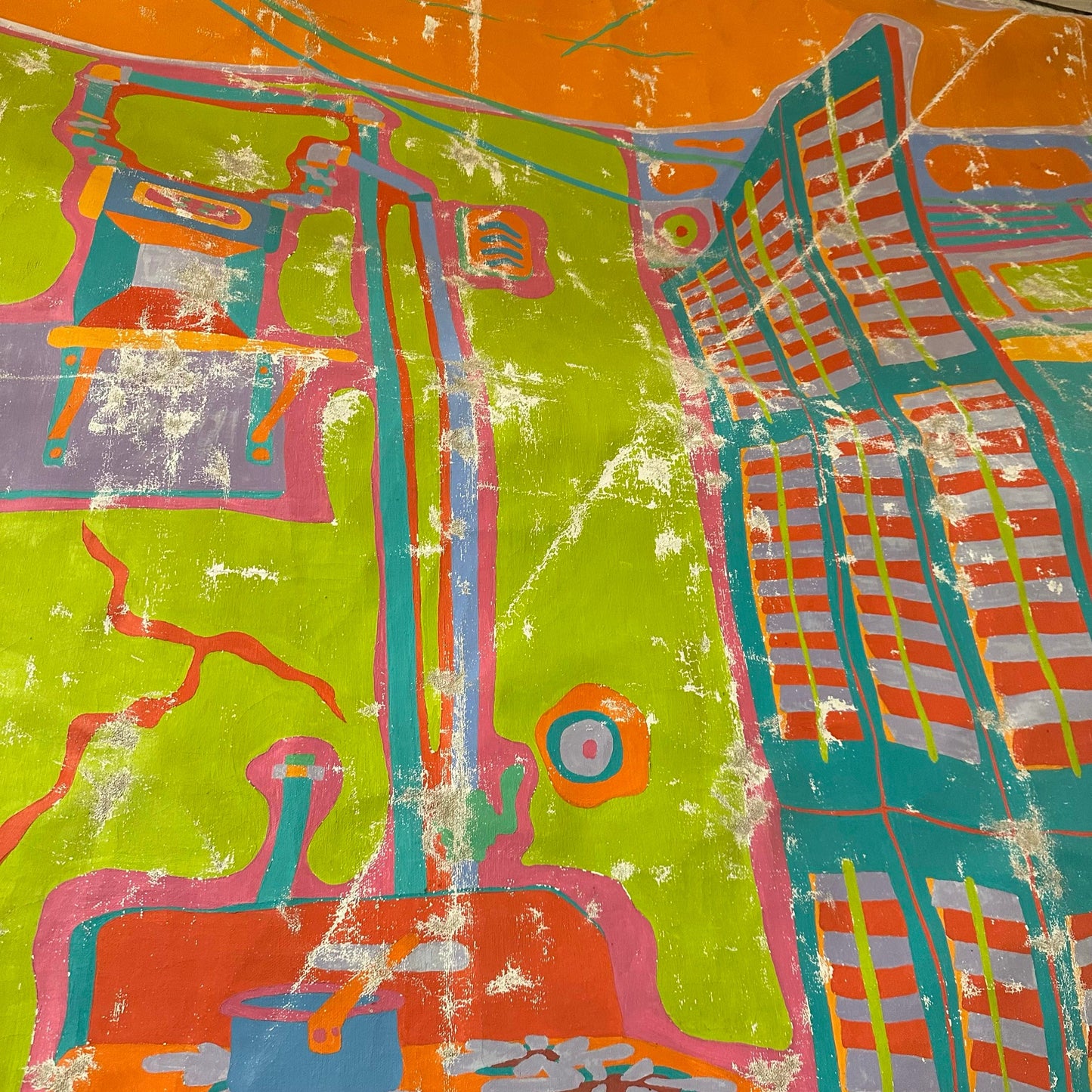 Clayton Pond "Rent Controlled Apartment" American Artist Large Colorful Original Painting