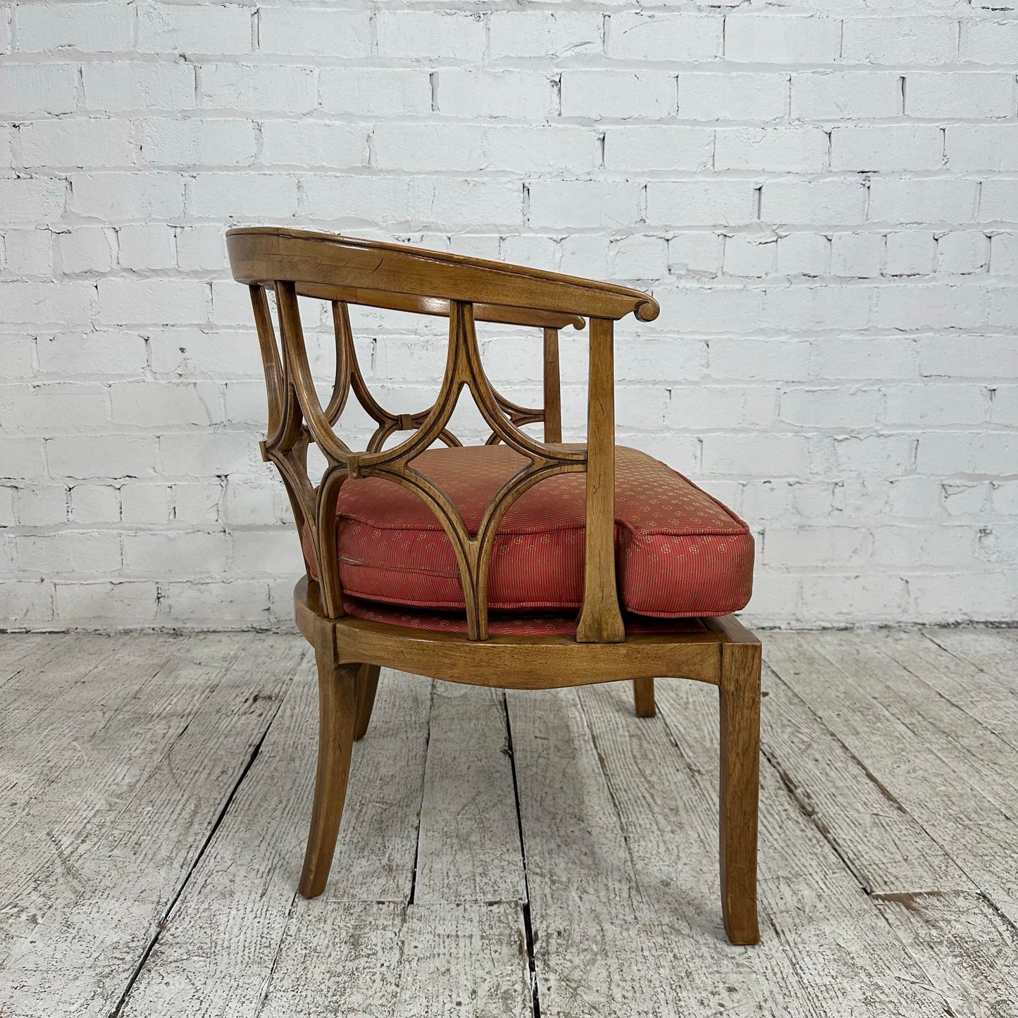 Tomlinson Sophisticate Hollywood Regency Spider Web Barrel Back Armchair