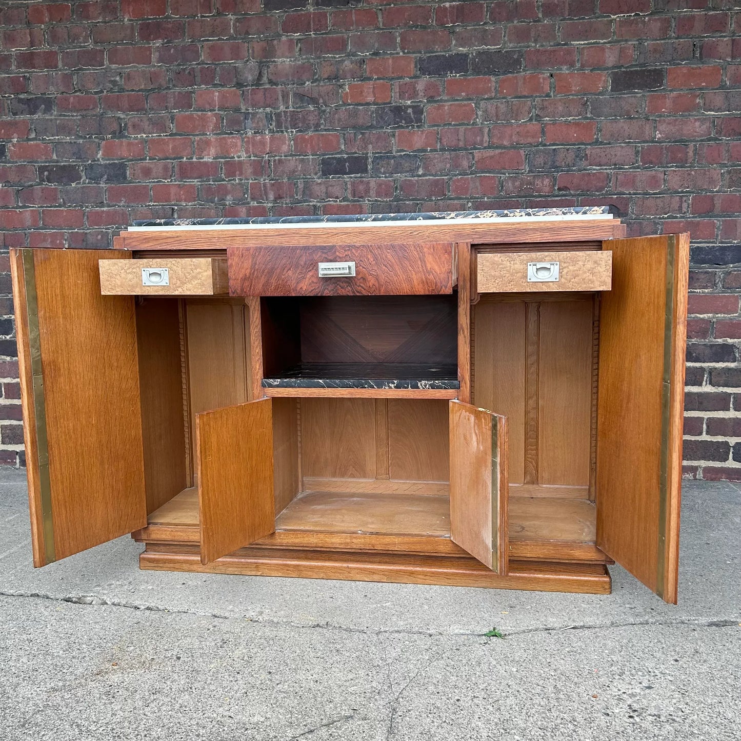 Early 20th Century Rosewood and Marble Bar by Jules Cayette