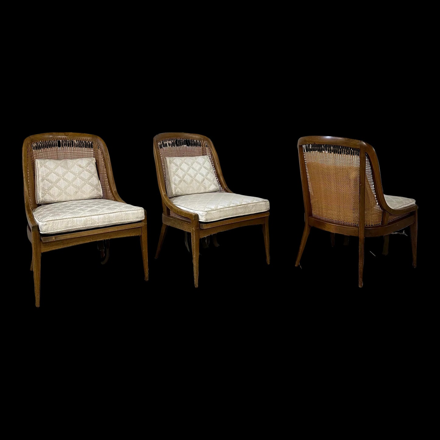 Set of 3 Harvey Probber Caned 'Gondola' Side Chairs