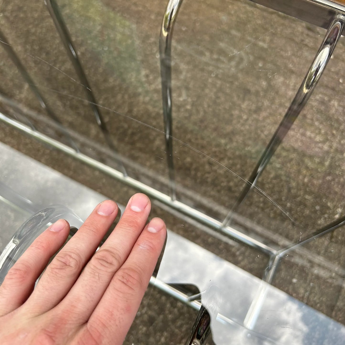 Milo Baughman Style Smoked Glass Console Table