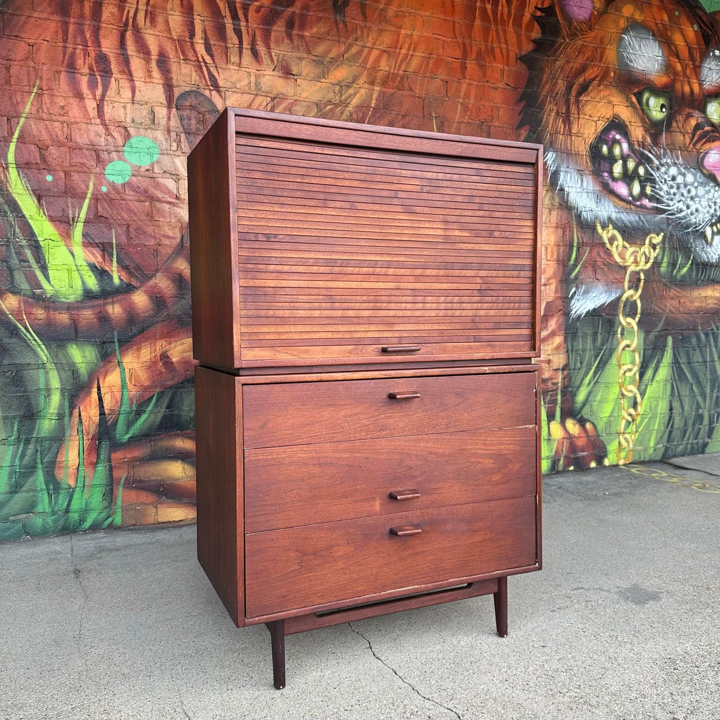 Mid Century Modern Jens Risom 2 Piece Dresser Chest Cabinet Storage Cabinet