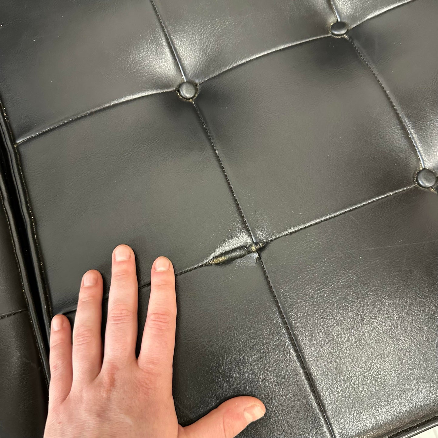 Knoll Black Vinyl Sofa by Florence Knoll