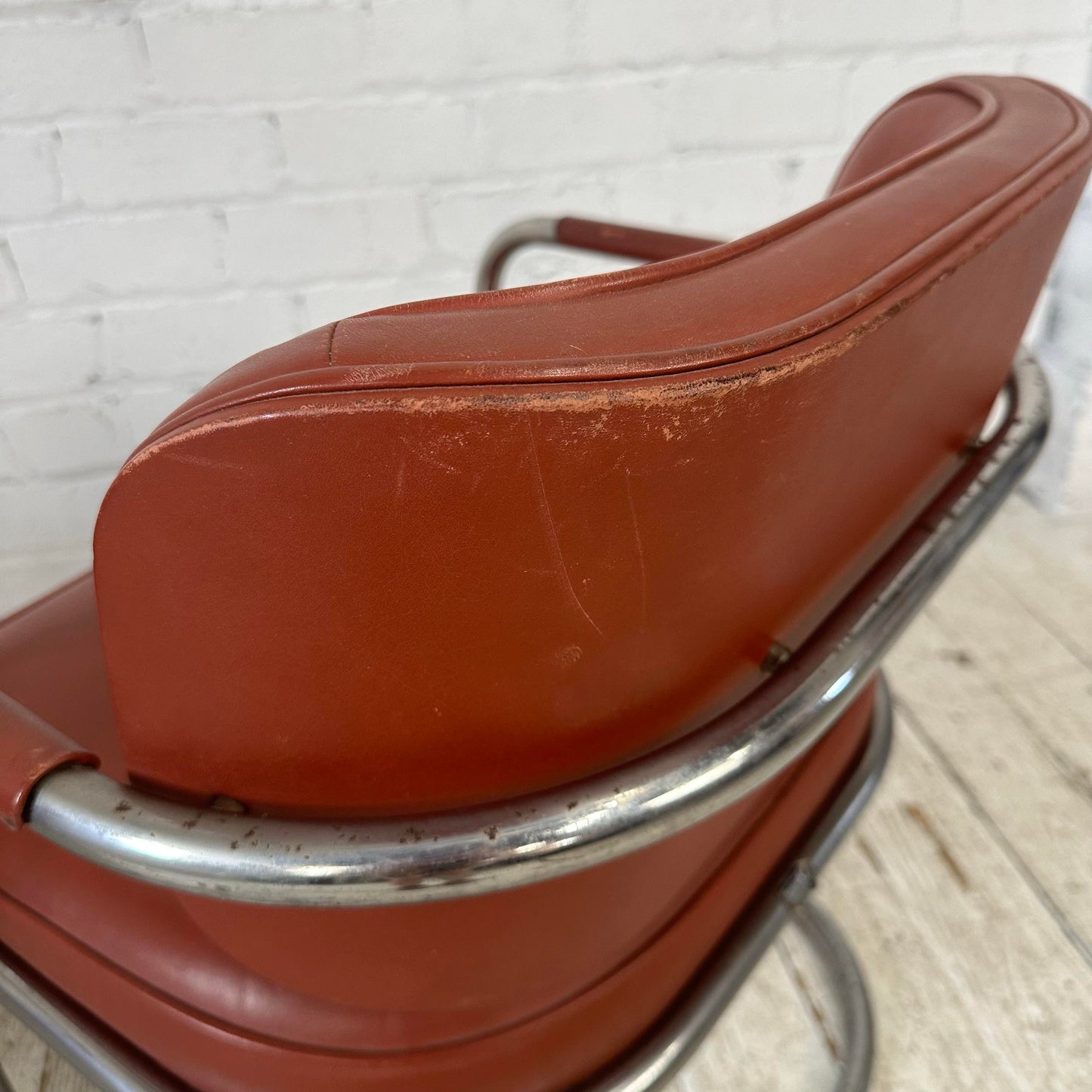 Pair of Chrome and Leather Chairs by Brayton International Collection