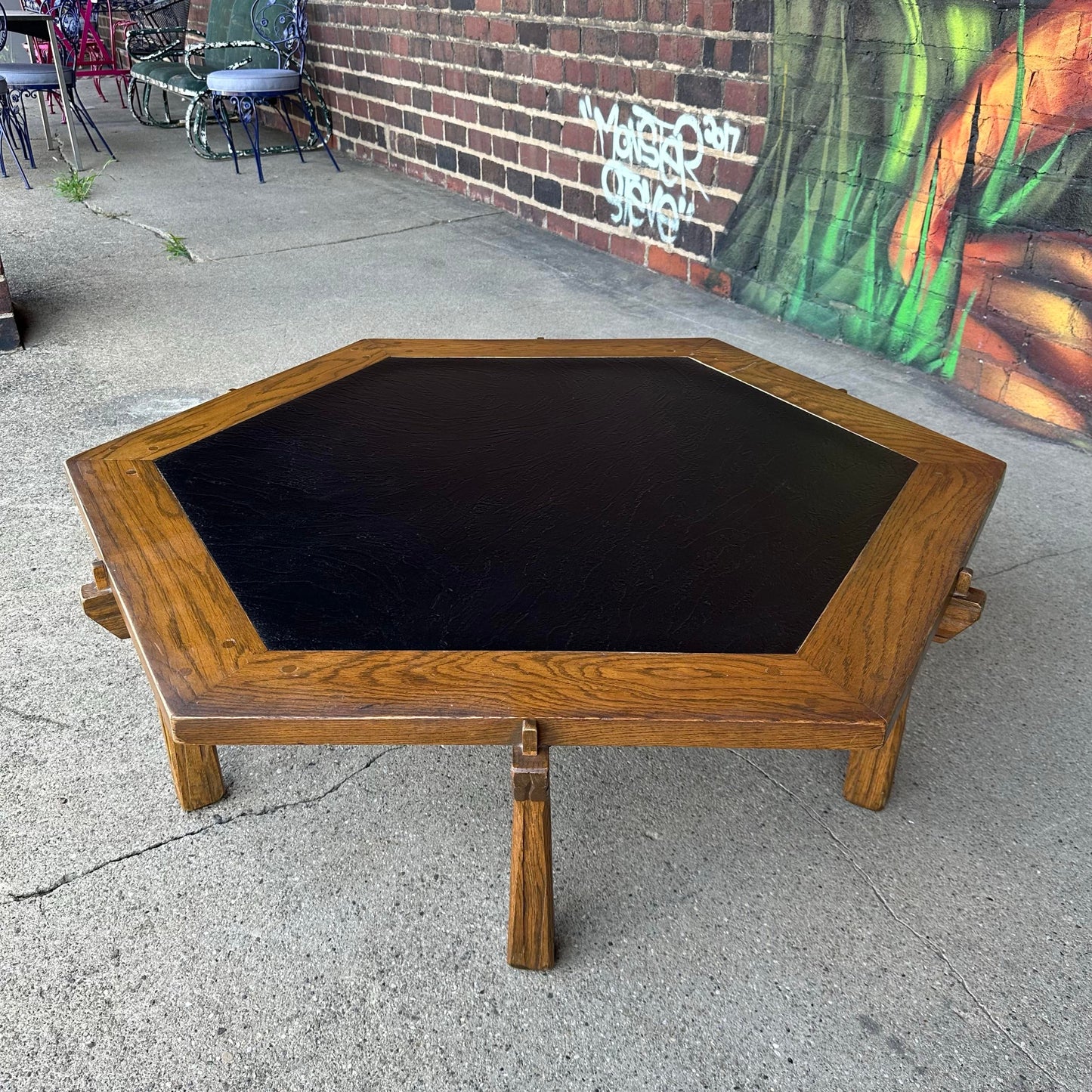 Ranch Oak Hexagonal Faux Slate Coffee Table