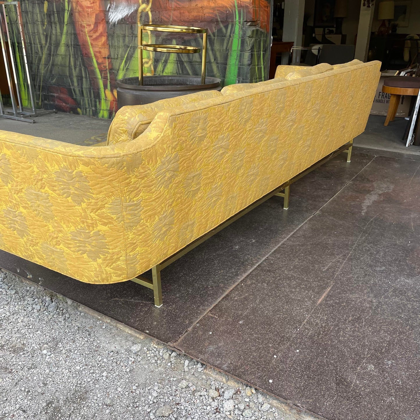 Mid Century Modern Erwin-Lambeth Brass Legged Sofa