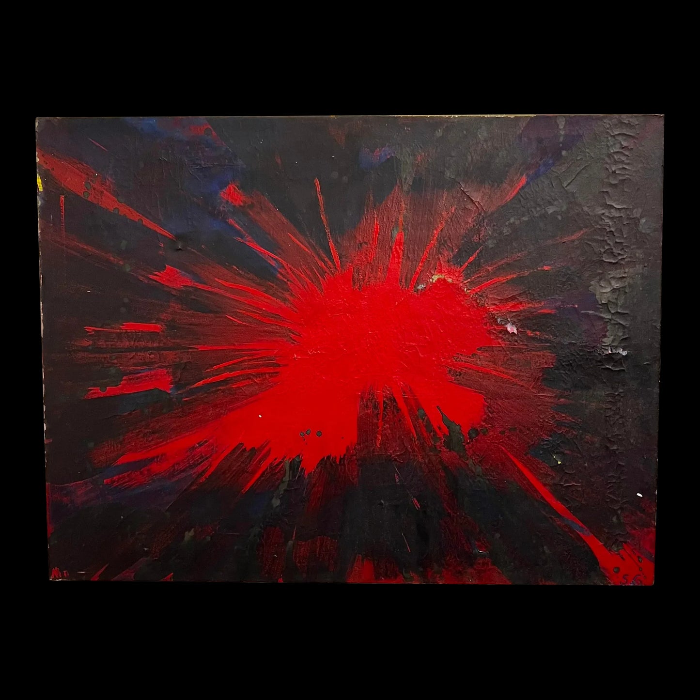 Red Splatter Abstract Painting Signed Sg