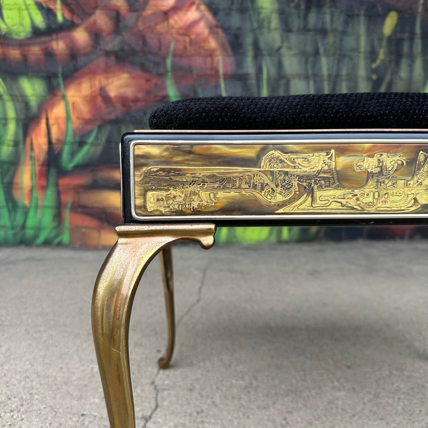 Acid Etched Mastercraft Ottoman by Bernhard Rohne Mid-Century Modern