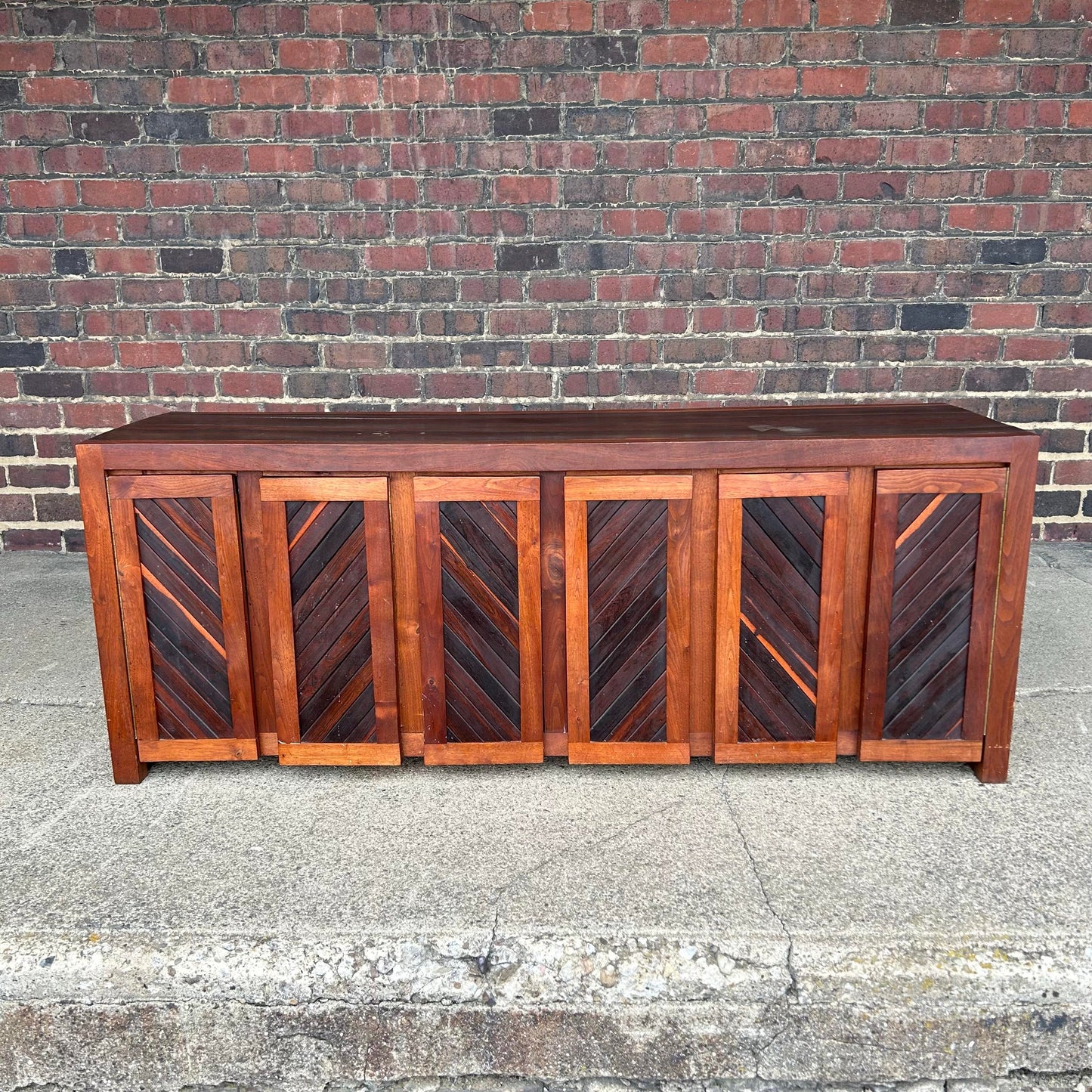 Signed Studio-Made Solid Rosewood and Walnut Credenza by Jeffrey Greene