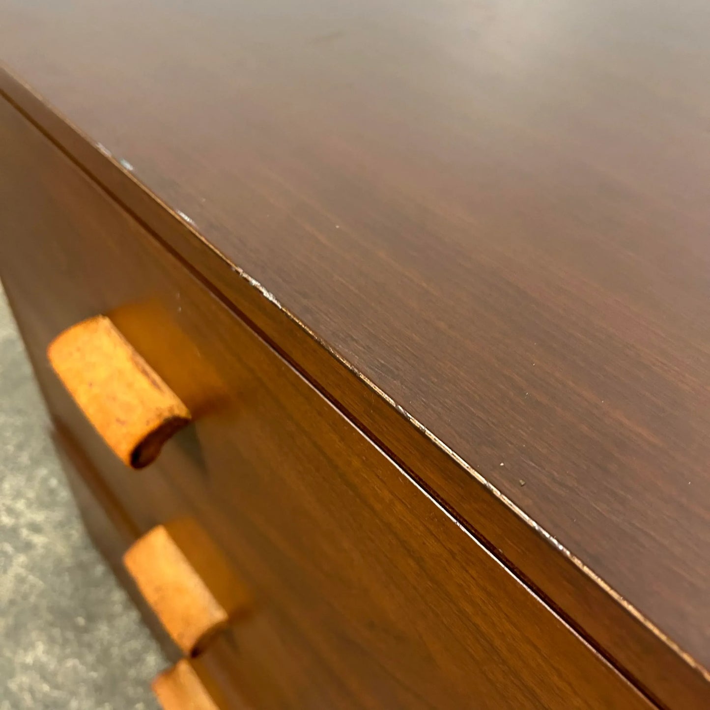 Mid Century Modern Chest of Drawers With Leather Pulls
