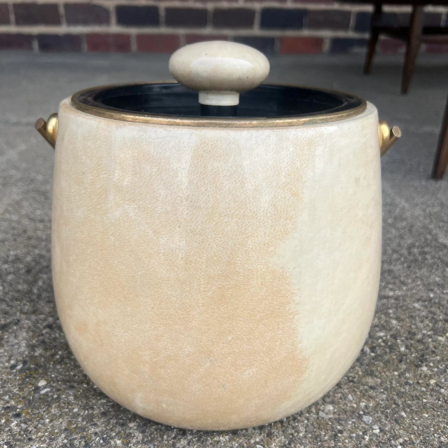 Aldo Tura Goatskin Wrapped Brass Ice Bucket