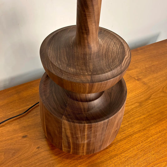 "Model D" Studio-Made Turned Walnut Table Lamp Michael Rozell