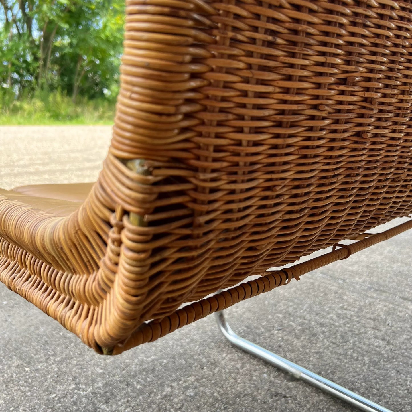 Leather and Rattan Chrome Cantaliver Side Chair Office