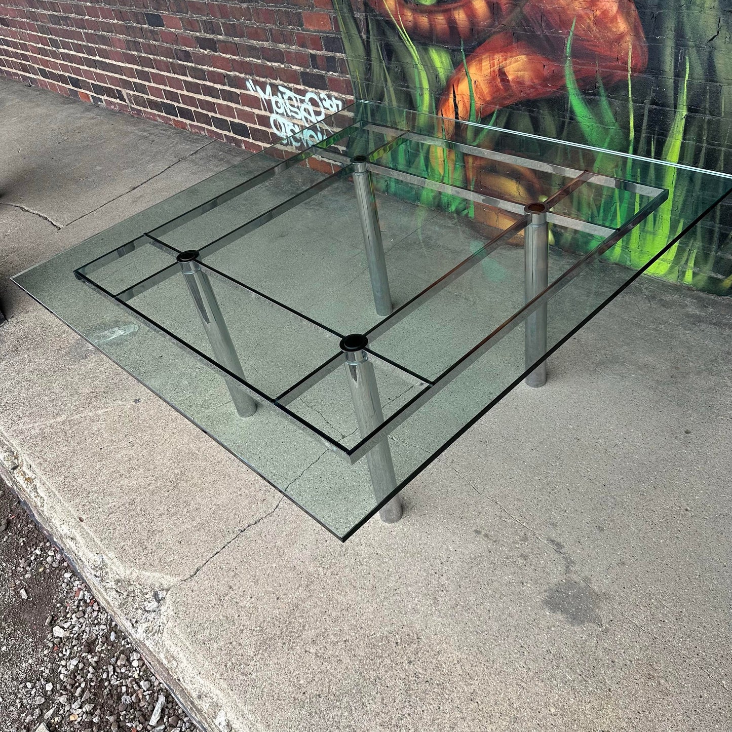 Tobia Scarpa Glass and Chrome Dining Table for Knoll