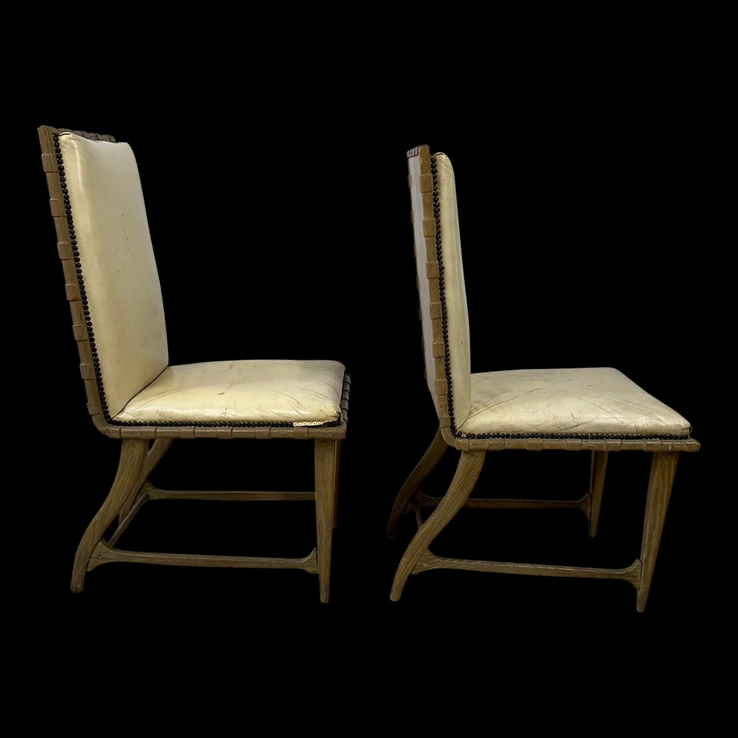 Pair of Harold Schwartz for Romweber Mid Century Oak Dining Side Chairs