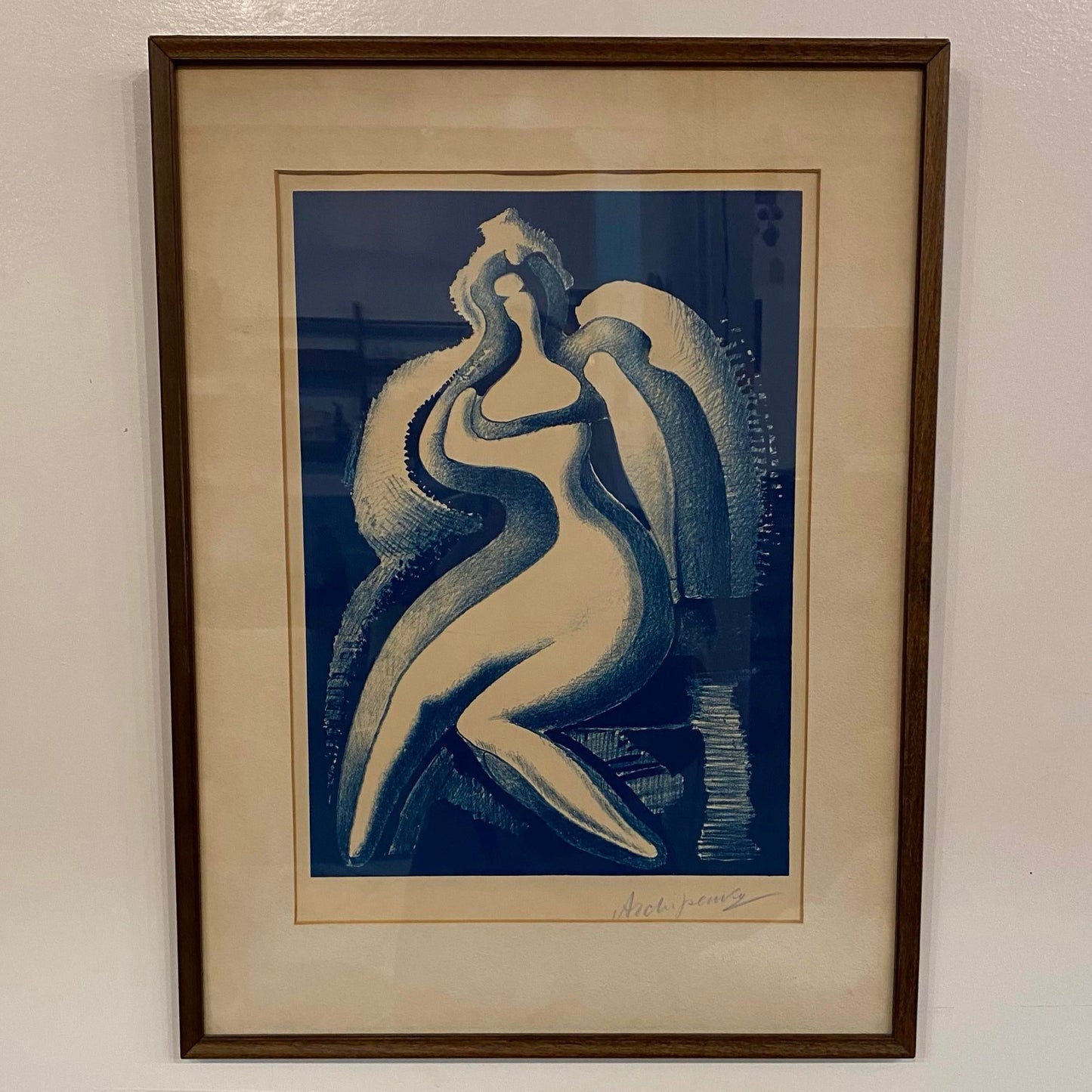 Mid 20th Century Coquette Print by Alexander Archipenko Blue and White