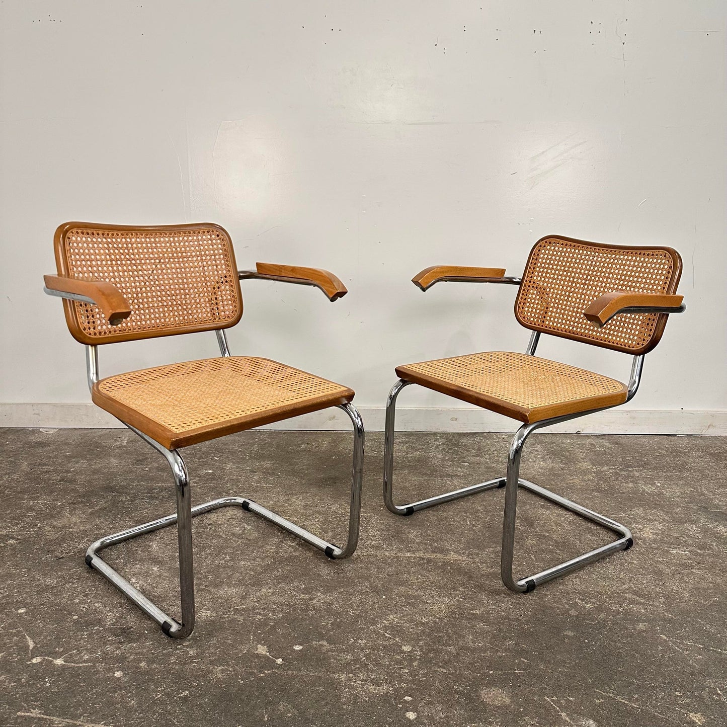 Set of 8 Marcel Breuer for Knoll Cesca Dining Arm Chairs Made in Italy