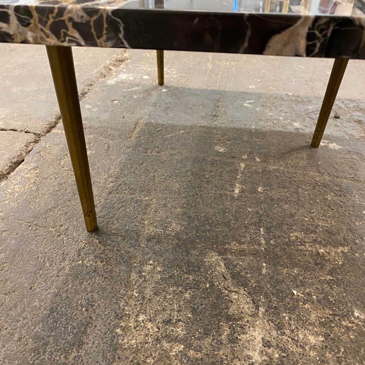 1960s Mid-Century Modern Black Marble Coffee Table