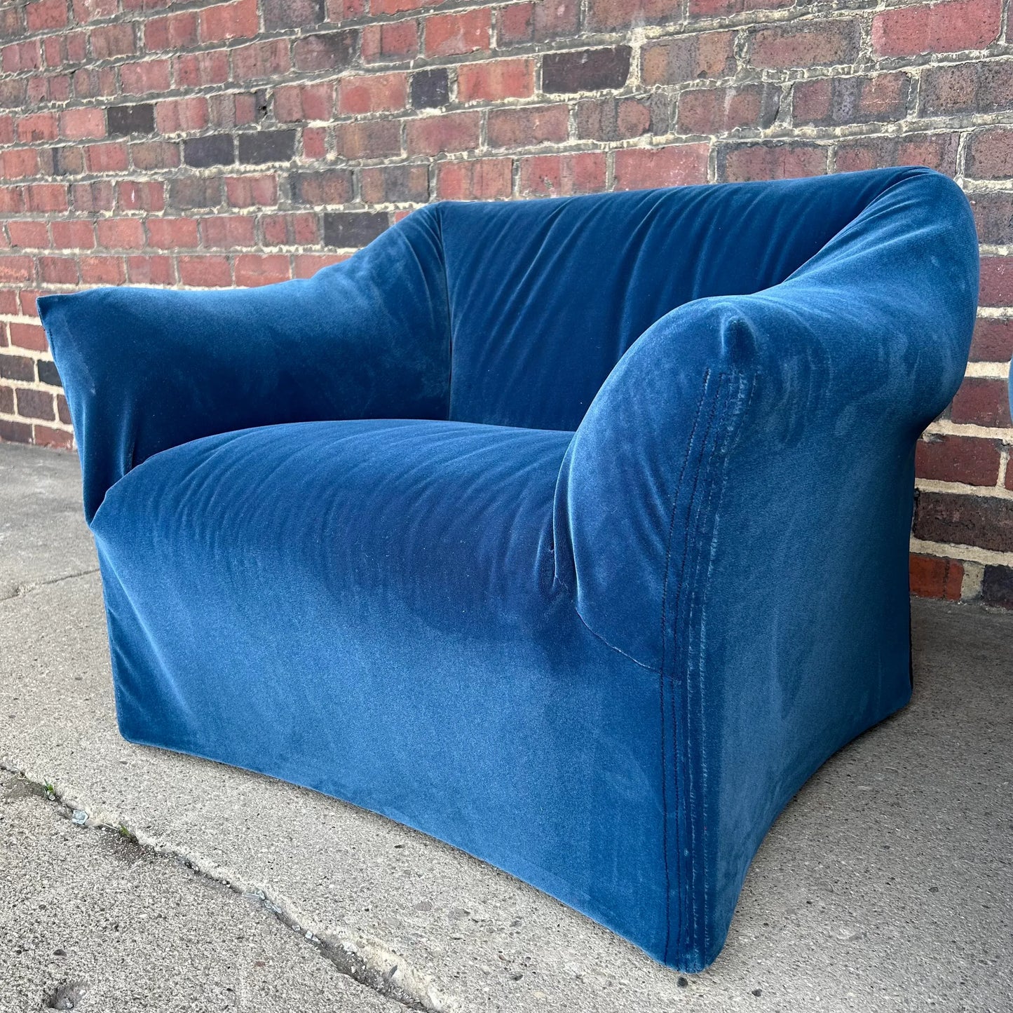 Pair of Mario Bellini Tentazione Lounge Chairs Recovered in Faux Mohair