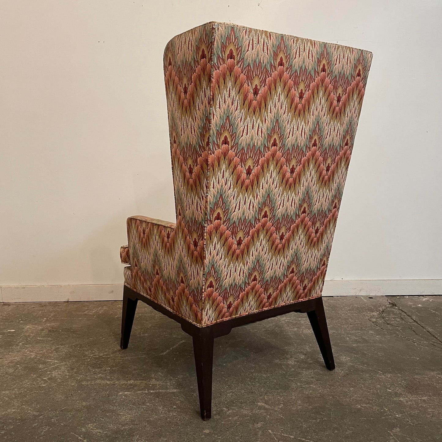 Mid Century Modern Tommi Parzinger Attributed Tall Wingback Chair