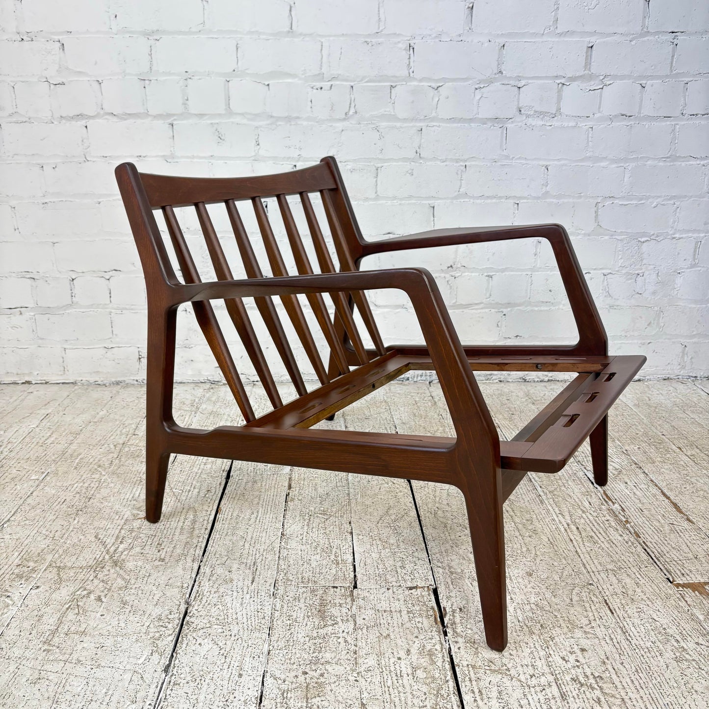 Pair of Mid Century Danish Modern Ib Kofod Larsen for Selig Walnut Lounge Chairs