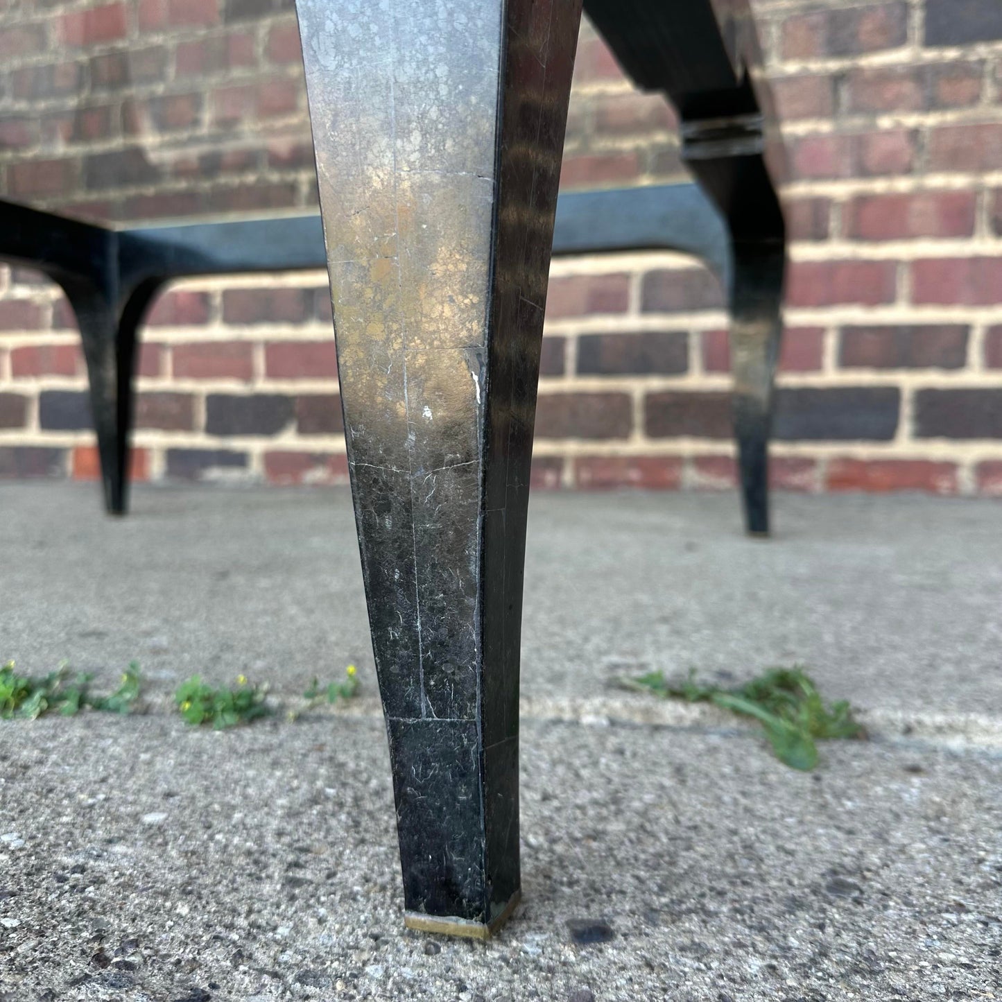 Casa Bique Tessellated Marble Glass and Brass Coffee Table Maitland Smith Style