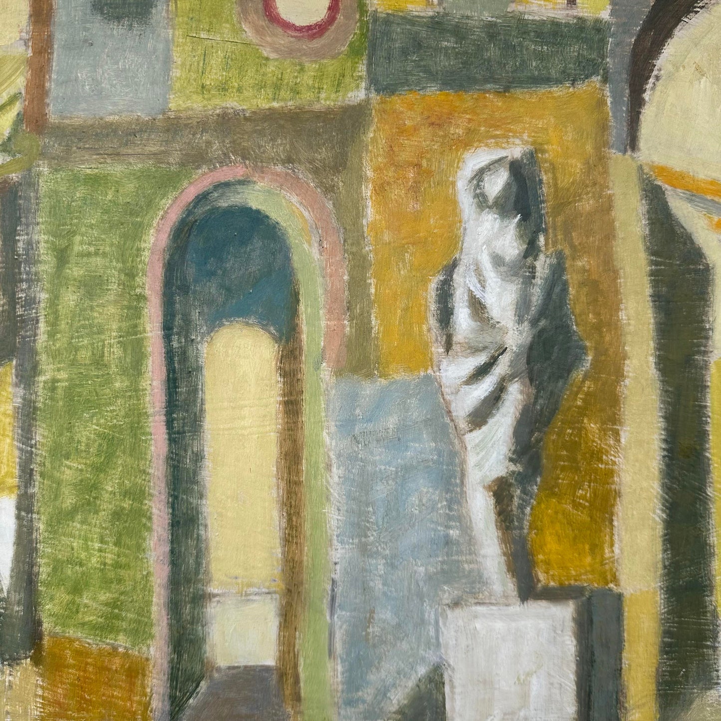 Mid-Century Modern Cityscape Painting by Robert C. Brisley