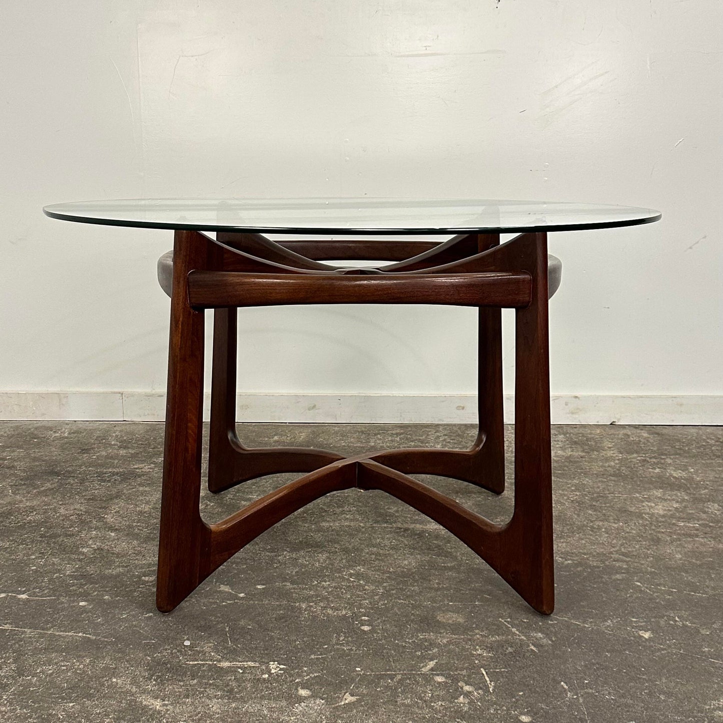 Adrian Pearsall Walnut and Glass “Compass” Dining Table