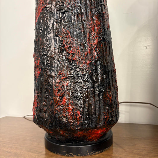 Pair Century Modern Pair of Lamps With Heavy Lava Glaze Textured