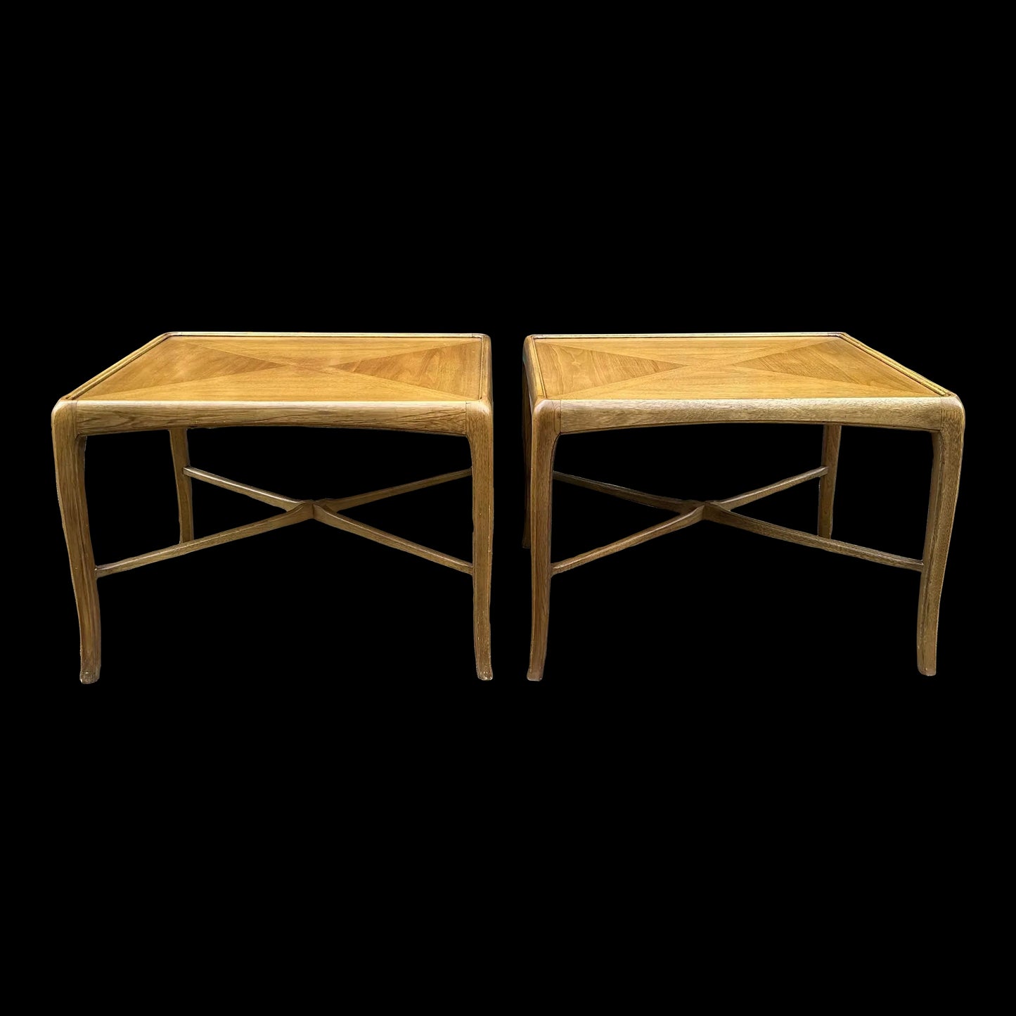 Pair of Thomasville End Tables Bentwood Legs Gibbings Feel