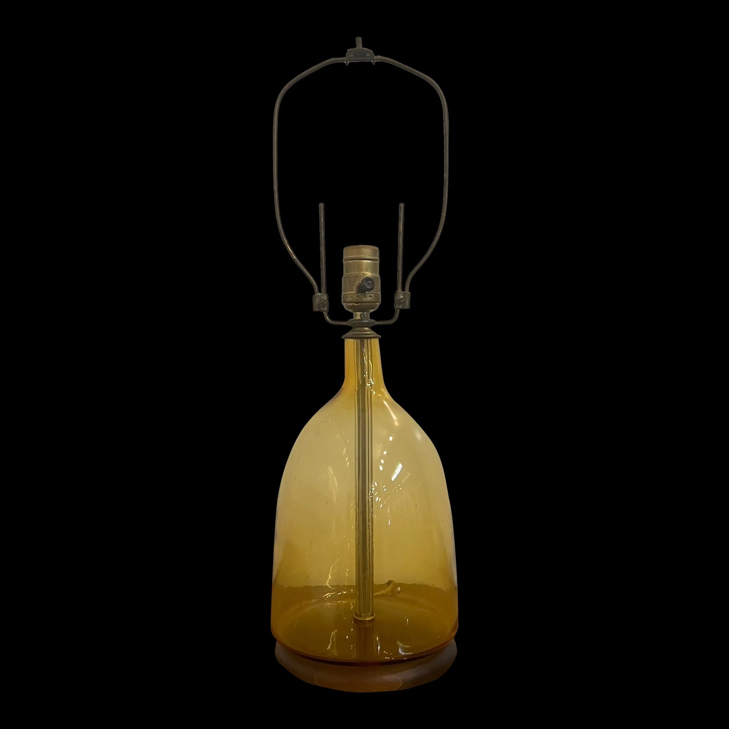 Mid Century Modern Blenko Glass Company Yellow Table Lamp, Unmarked