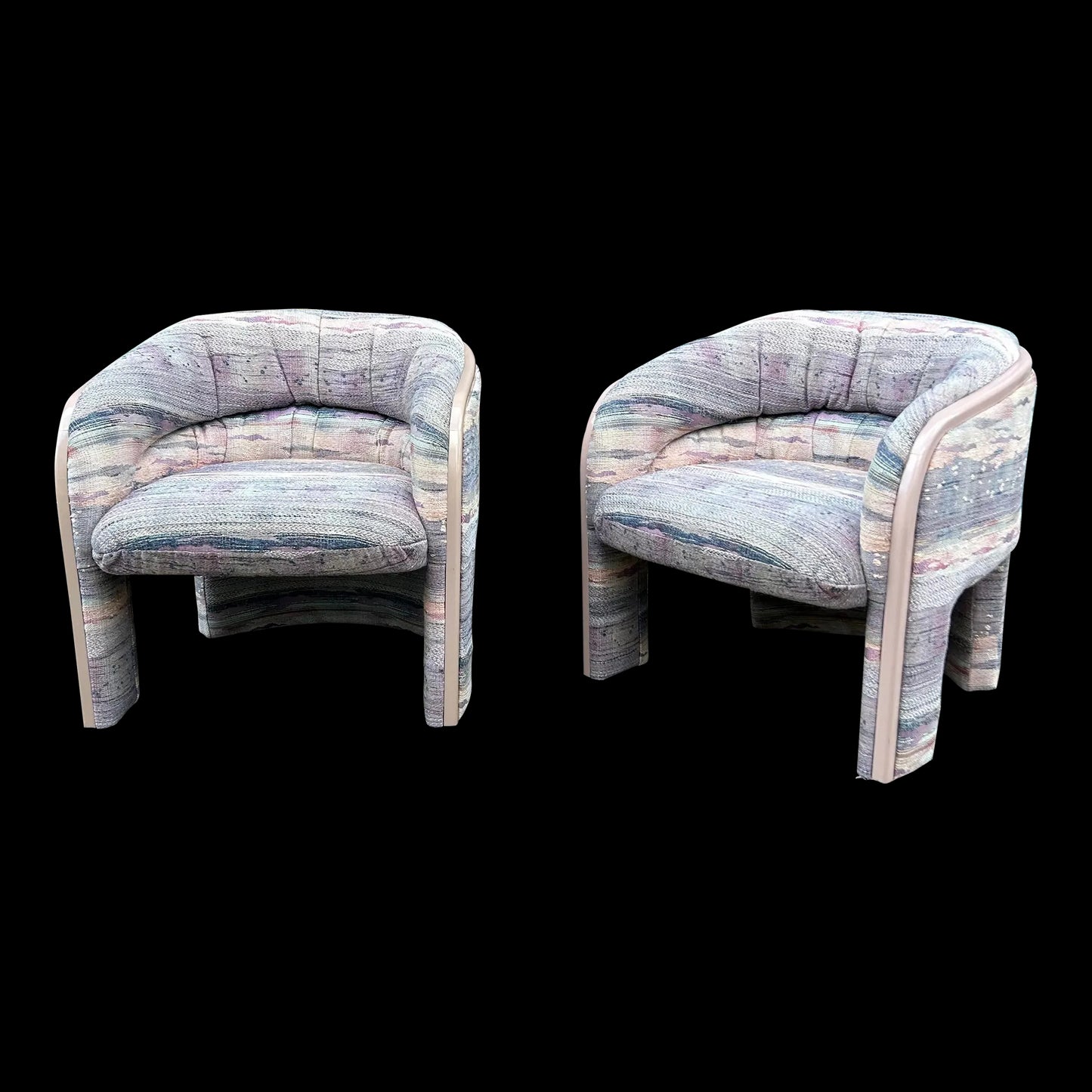 1980s Postmodern Tripod Lounge Chairs by Vladimir Kagan, a Pair