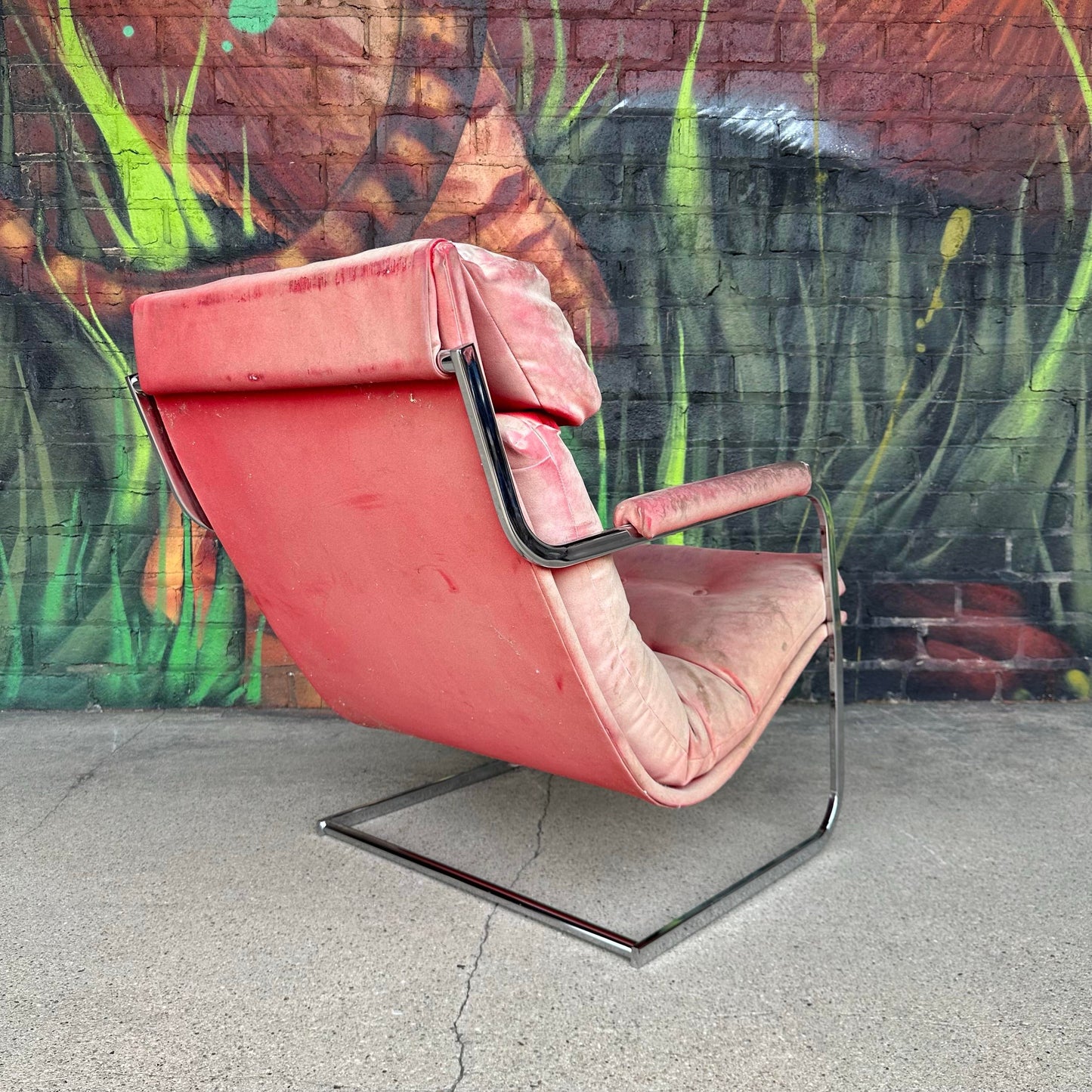 Mid Century Modern Milo Baughman Style for Carson Inc. Chrome Cantilever Lounge Chair