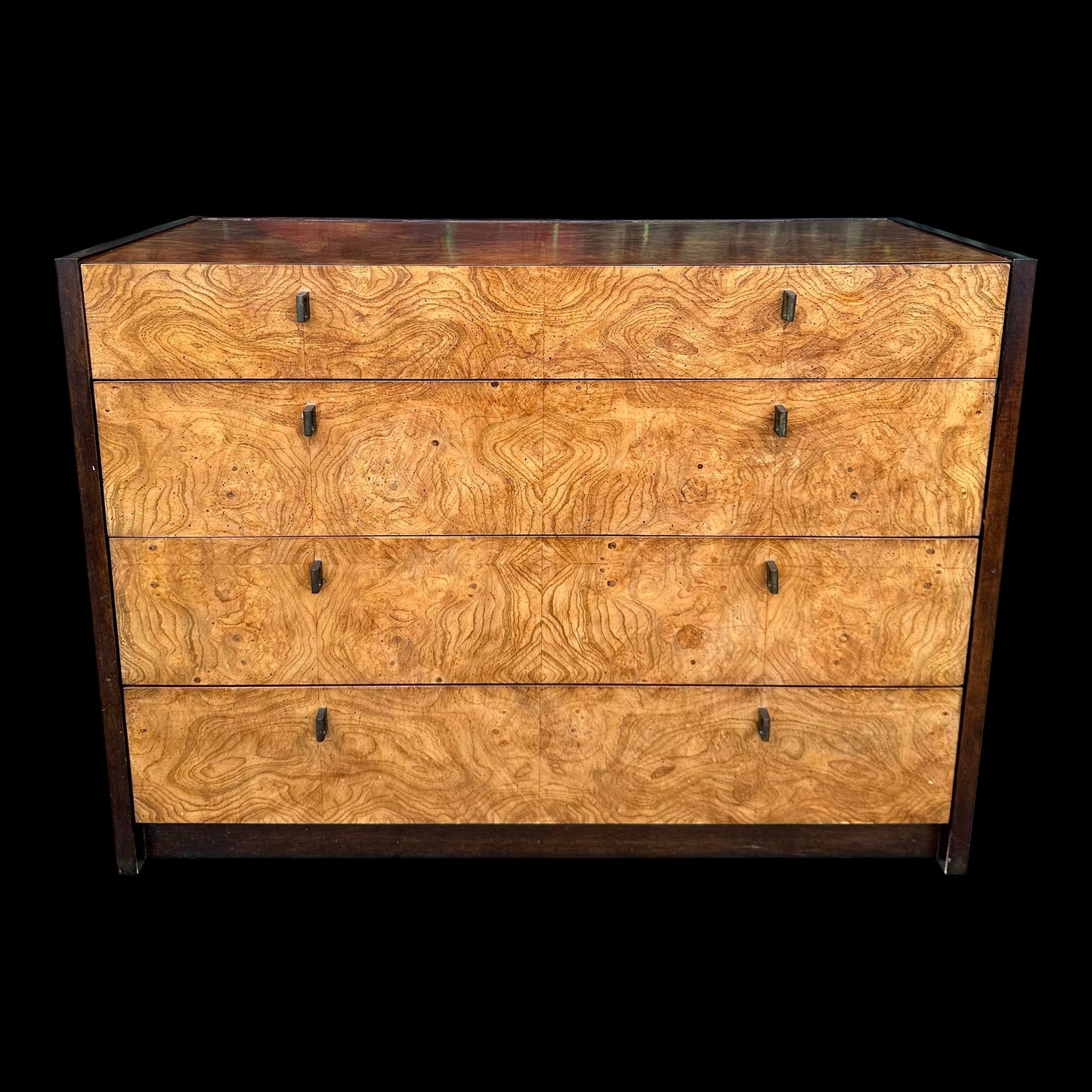 Century Furniture Burlwood and Brass Petit Chest of Drawers