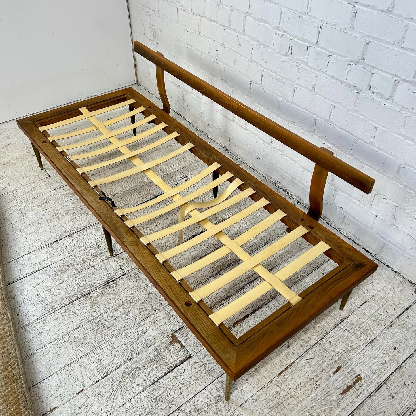 Mid Century Modern Brass Leg Daybed Sofa