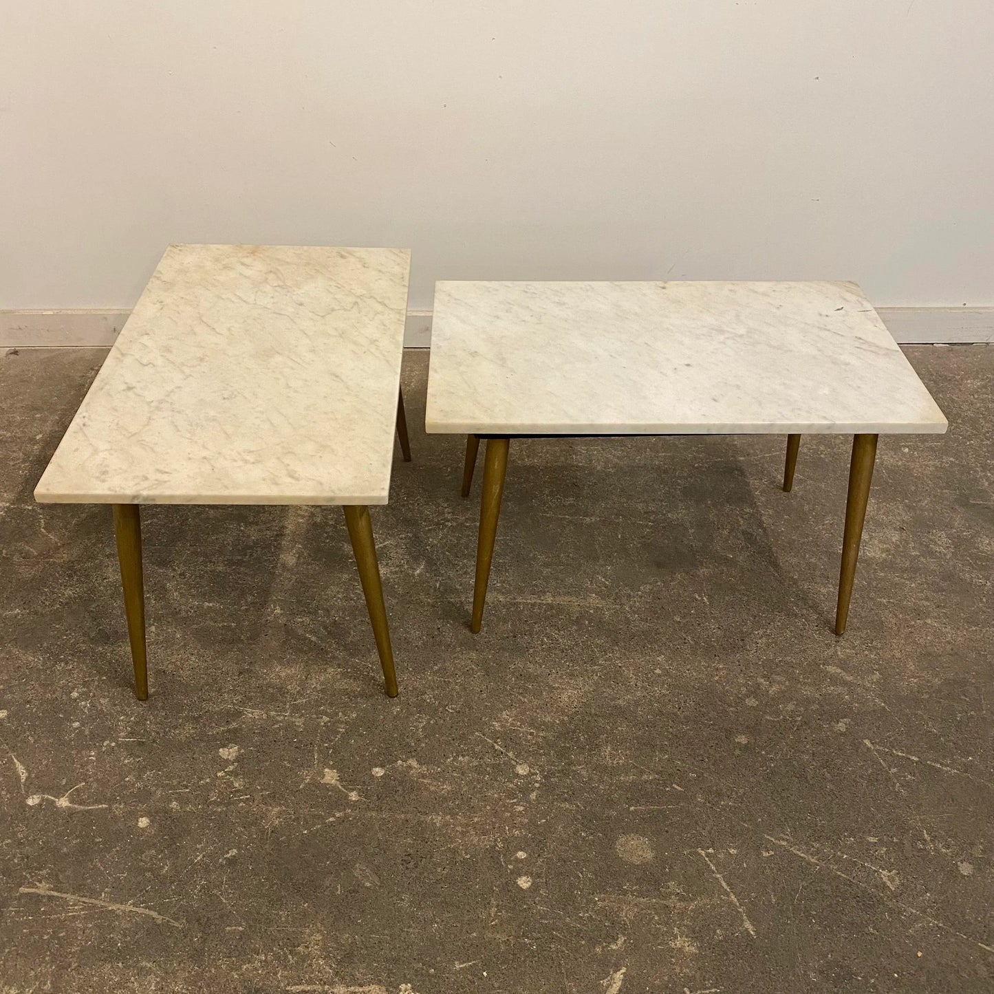 Mid 20th Century Modern Marble Side Tables With Brass Legs - a Pair