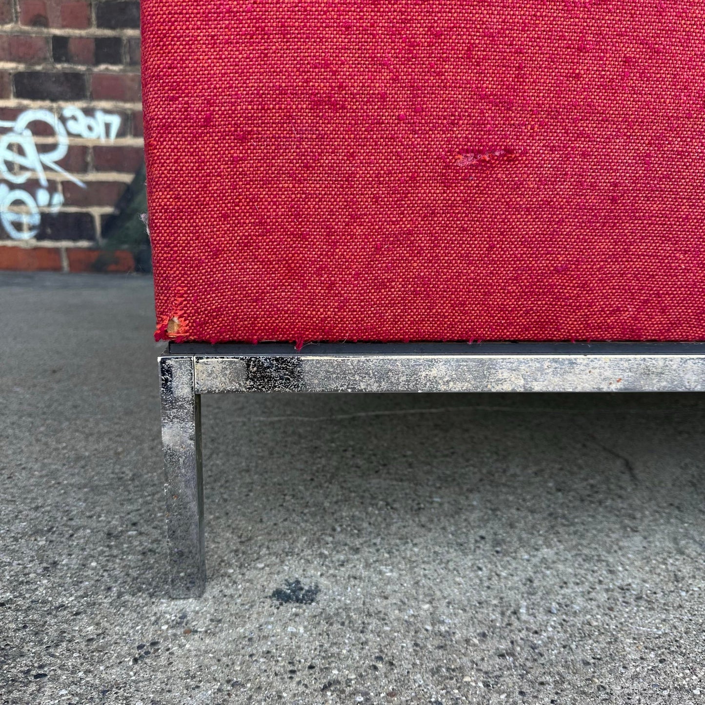 Mid Century Modern Florence Knoll Relaxed Chrome Base 3 Seater Sofa