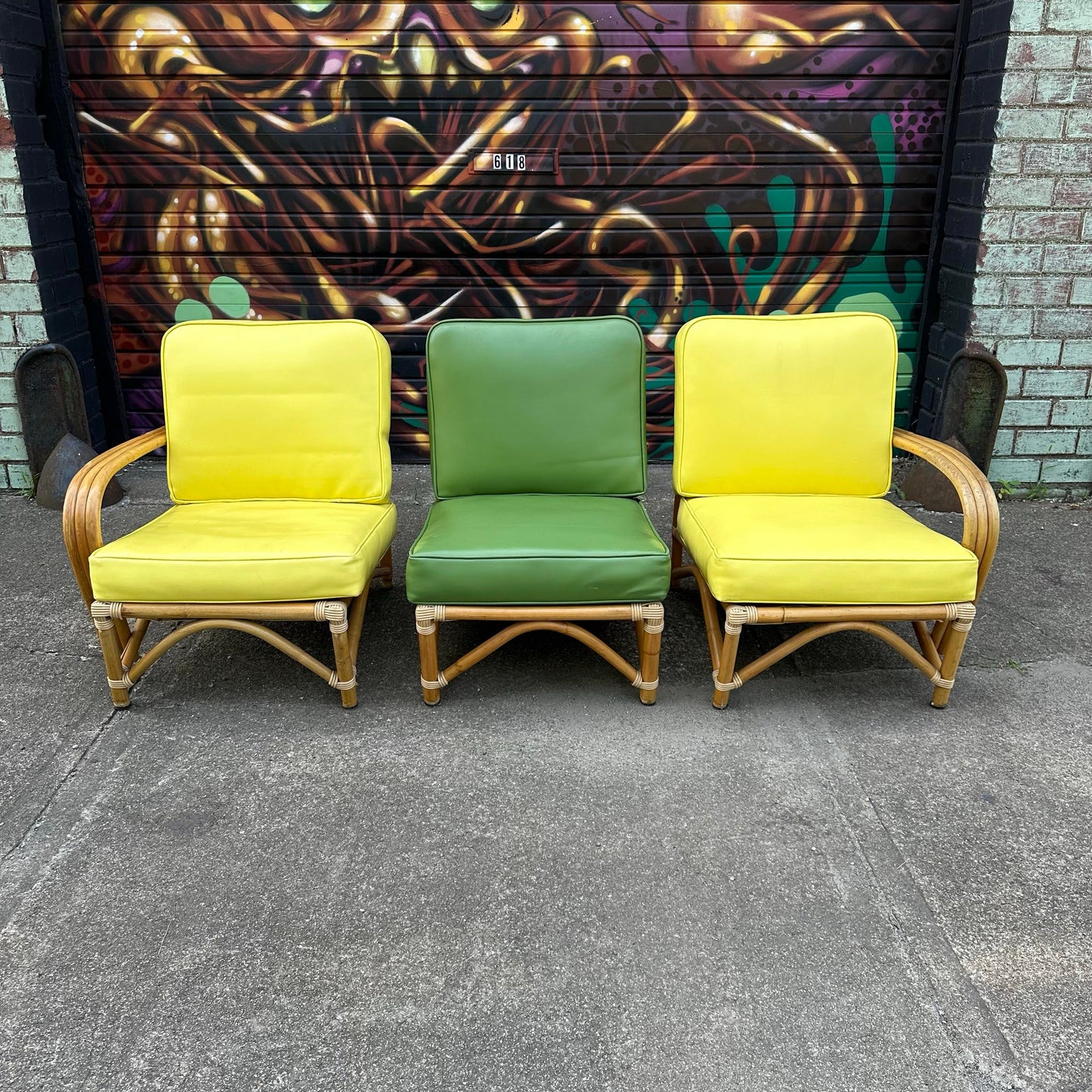 Mid Century Modern Bamboo Sectional Sofa