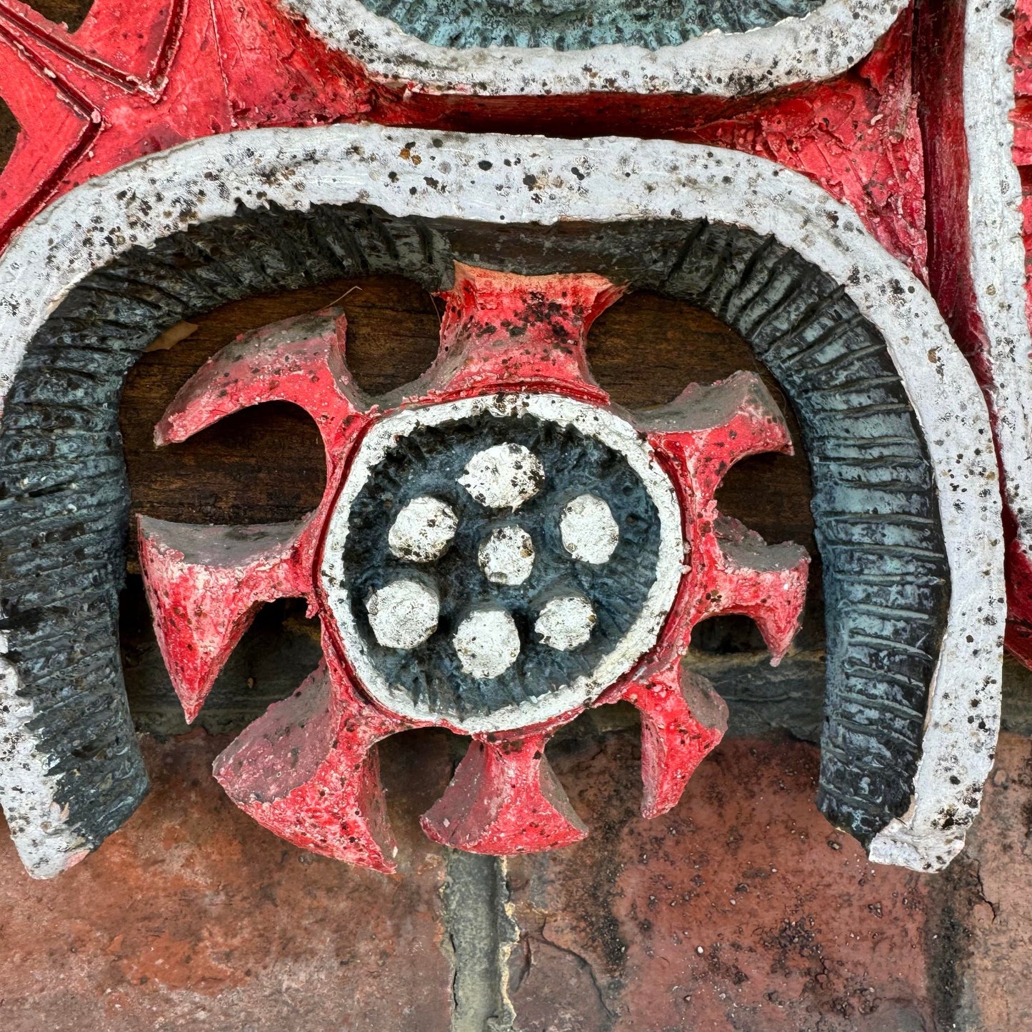 Ceramic Abstract Sculpture Mounted on Wood by Brain Heard Wall Art