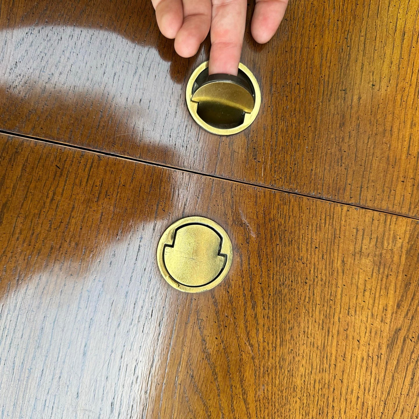 Lexington Campaign Style Pecan and Brass Dry Bar