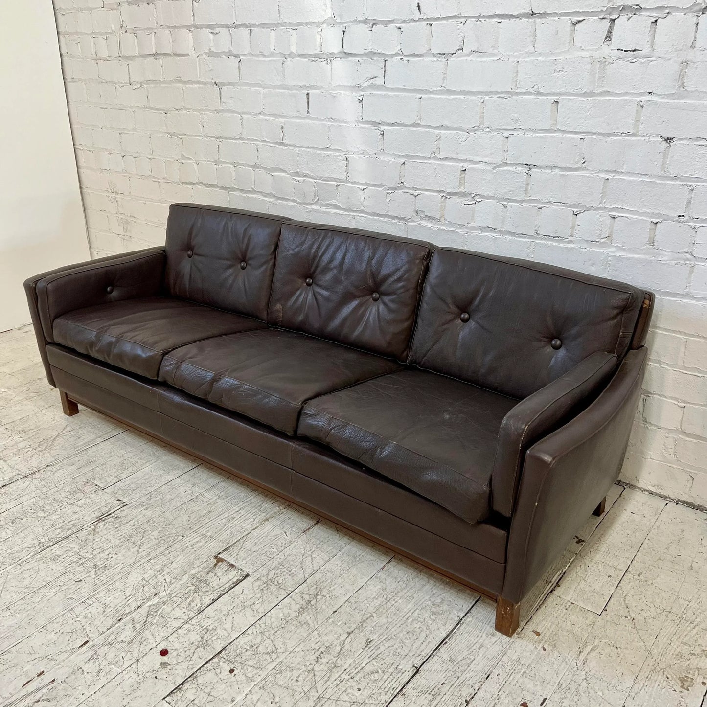 Mid Century Børge Mogensen Style Brown Leather Sofa