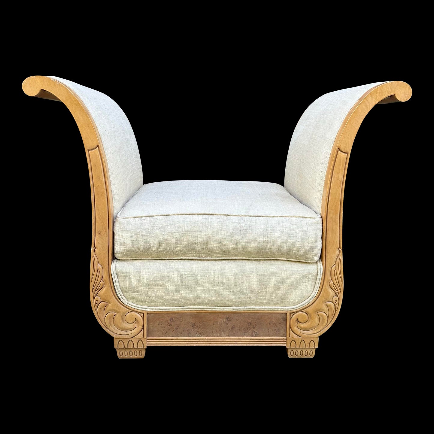 Oversized Sleigh Arm Deco Style Chair Bench