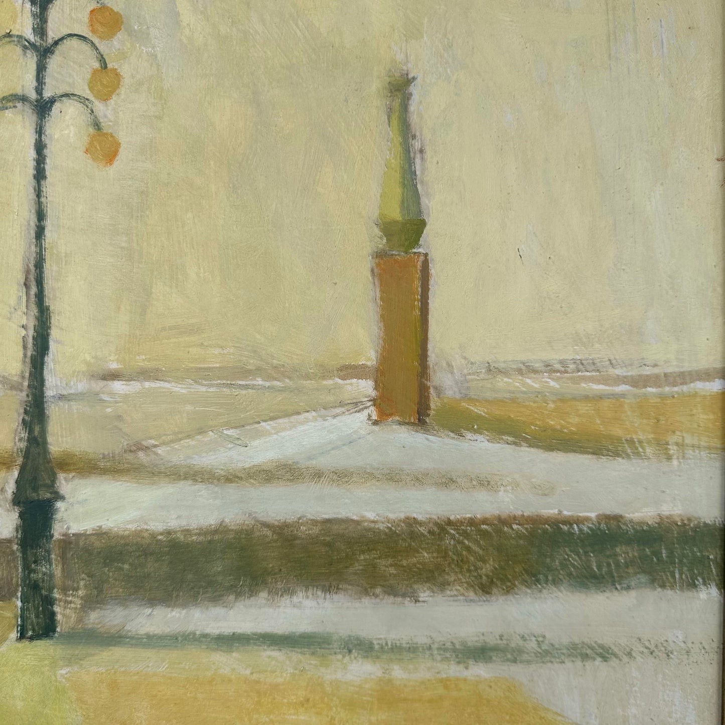 Mid-Century Modern Cityscape Painting by Robert C. Brisley