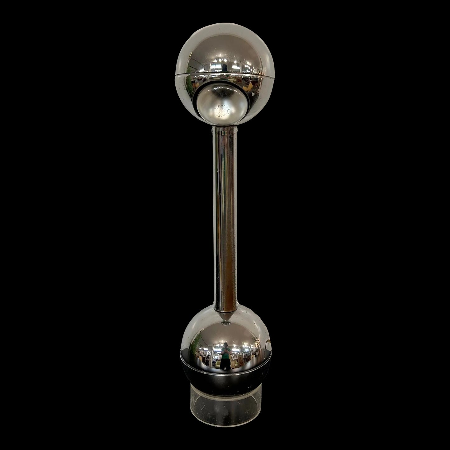 Chrome and Lucite Barbell Table Lamp by George Kovacs