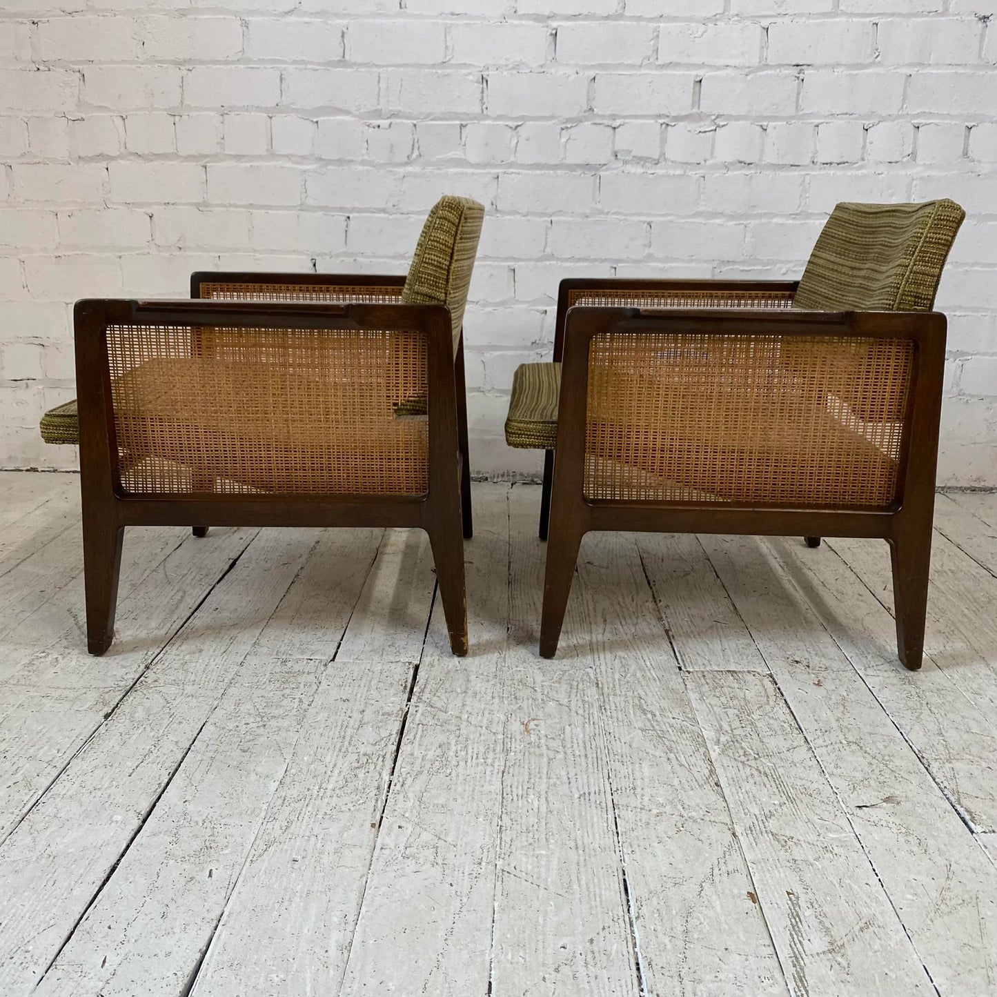 Pair of Cane Sided Lounge Chairs by Edward Wormley for Dunbar