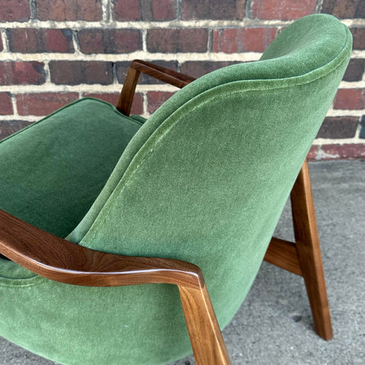 Mid Century Modern Custom Seal Style Lounge Chair Green Mohair