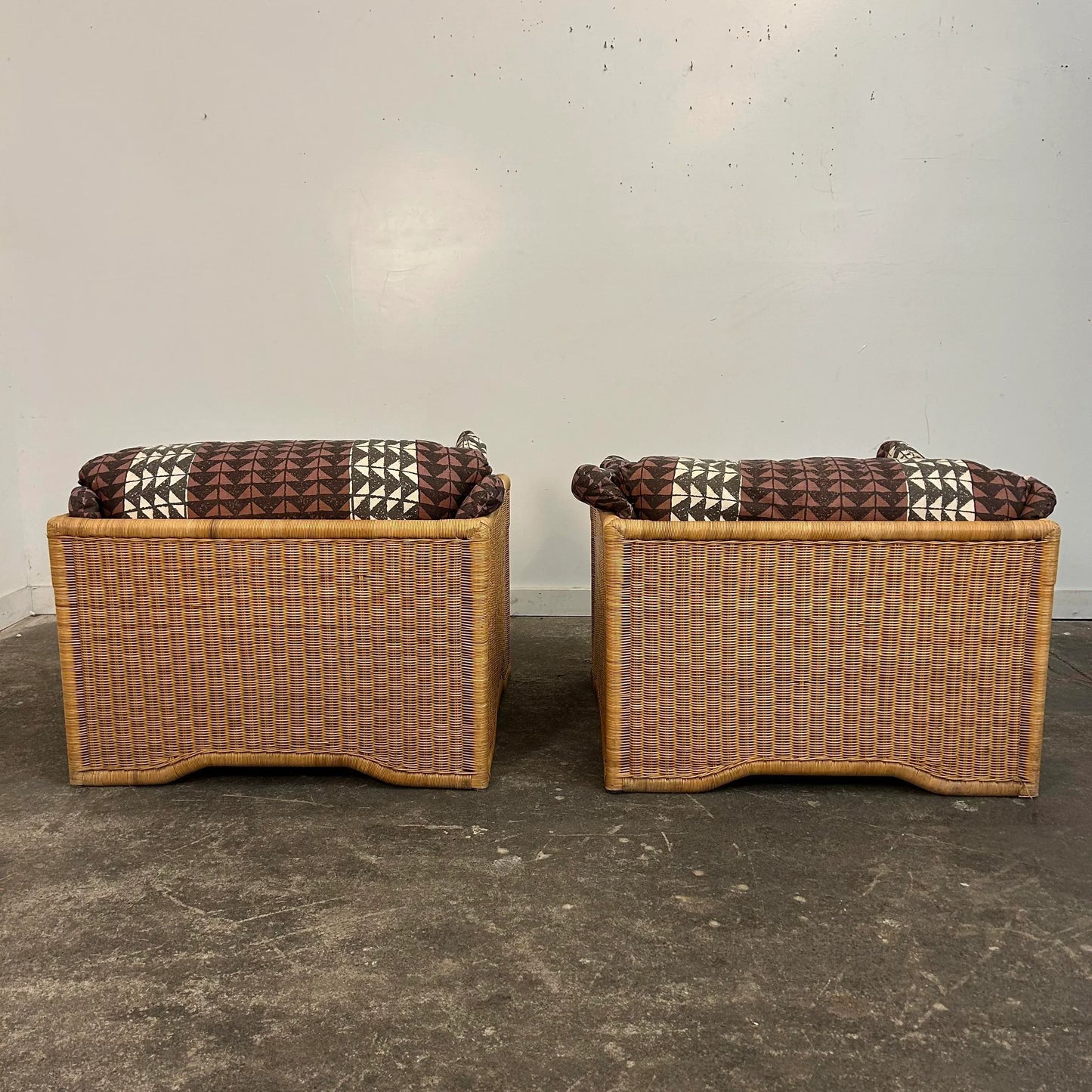Pair of Wicker Indoor Club Chairs by Jack Cartwright for Founders 1970s